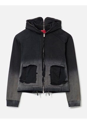 Panelled Padded Zipped Grey Hoodie