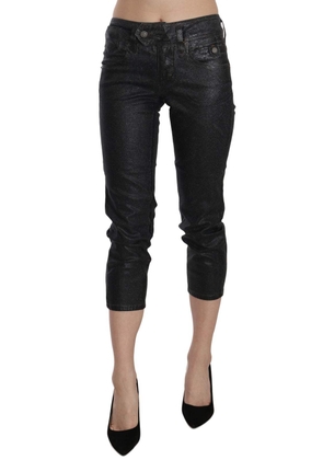 John Galliano Black Washed Mid Waist Slim Leg Cropped Denim Pants - W25