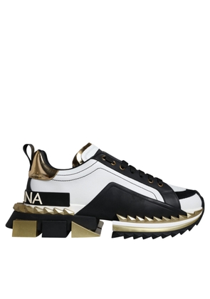 White Gold Black Leather SUPER KING Sneakers Shoes - EU40/US7