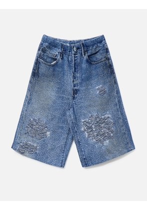 Knit Denim Baggy Shorts