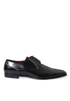 Black Leather Crystal Dress Formal Shoes - EU39/US6