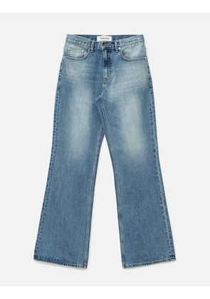 Flared-Leg Distressed Denim Jeans