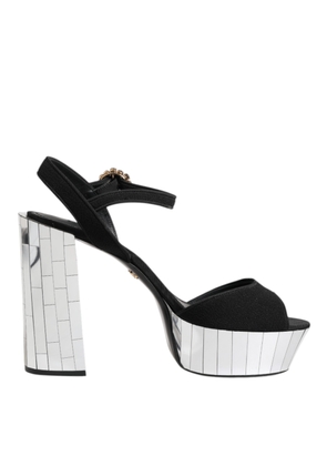 Black Crystal Ankle Strap Keira Sandal Shoes - EU36/US5.5
