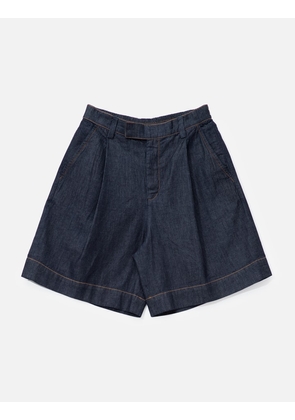 Light Denim Pleated Shorts