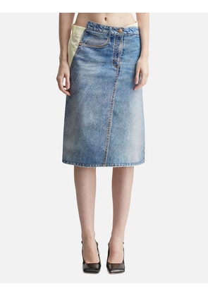 Denim Print Wrap Panel Skirt