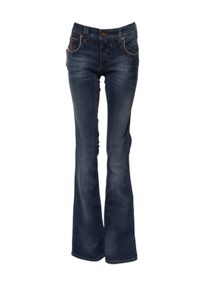 Blue Cotton Mid Waist Wide Leg Denim Jeans - W24