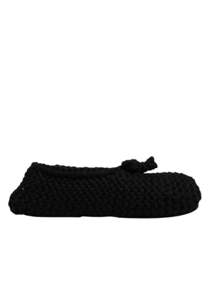 Black Wool Slip On Flats Ballerina Shoes - EU39/US8.5