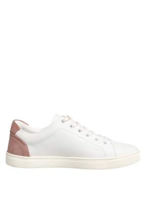 White Pink Leather Low Top Sneakers Shoes - EU35.5/US5