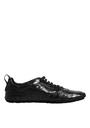 Black Exotic Leather Low Top Sneakers Shoes - EU40/US7