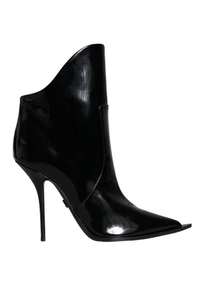 Black Patent Leather Pointed Ankle Boots Shoes - EU36.5/US6