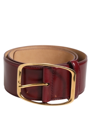 Dolce & Gabbana Burgundy Leather Gold Metal Buckle Women Belt - 80 cm / 32 Inches