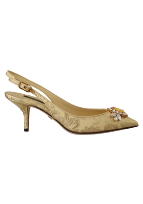 Gleaming Gold Crystal Slingback Heels - EU36.5/US6