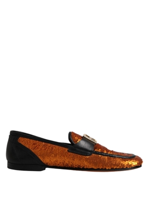 Orange Sequin Embellished Men Loafers Shoes - EU42.5/US9.5
