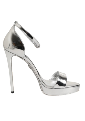 Dolce & Gabbana Silver Leather Platform Keira Sandals Shoes - EU37/US6.5