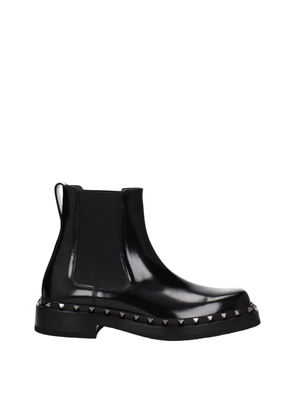 Valentino Garavani Black Leather Ankle Boots - EU45/US12