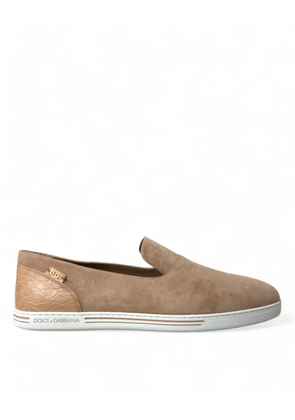 Dolce & Gabbana Beige Suede Caiman Men Loafers Slippers Shoes - EU40/US7
