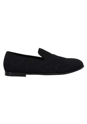 Dolce & Gabbana Black Floral Jacquard Slippers Loafers Shoes - EU40.5/US7.5