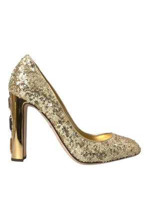 Gold Sequin Crystal Heels Pumps Shoes - EU39.5/US9