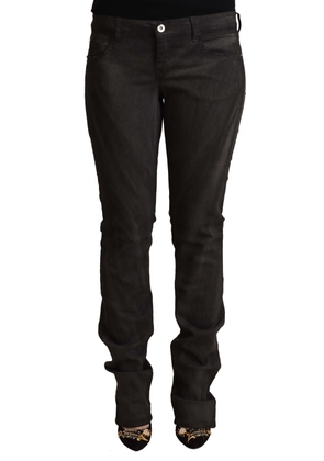Costume National Black Cotton Mid Waist Skinny Pants - W27