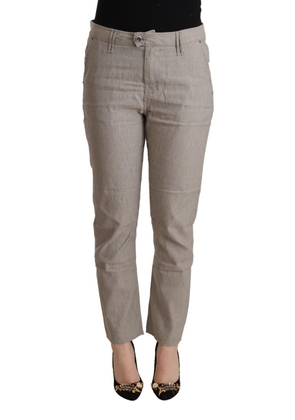 CYCLE Light Gray Linen Blend Mid Waist Tapered Pants - W28