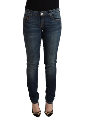 Acht Blue Washed Cotton Low Waist Slim Fit Denim Jeans - W28