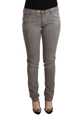 Acht Gray Cotton Low Waist Skinny Push Up Denim Jeans - W28