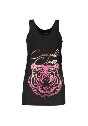 Cavalli Class Black Cotton Tank Top - S