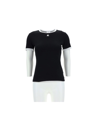 Courrèges Black Cotton T-Shirt - M