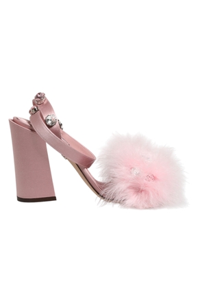 Dolce & Gabbana Pink Sequined Ankle Strap Sandals Shoes - EU36.5/US6