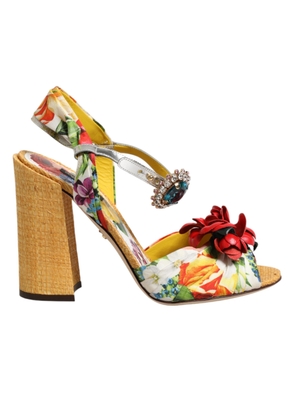 Dolce & Gabbana Multicolor Floral Crystal Embellished Sandals Shoes - EU40/US9.5