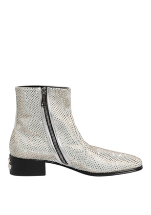 White Strass DG Logo Heels Ankle Boots Shoes - EU39/US6