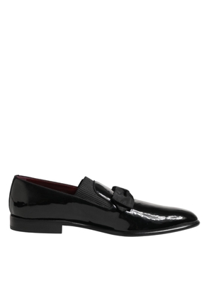 Dolce & Gabbana Black Leather Slip On Dress Men Loafers Shoes - EU46/US13