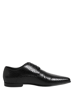 Black Exotic Leather Lace Up Derby Shoes - EU40/US7