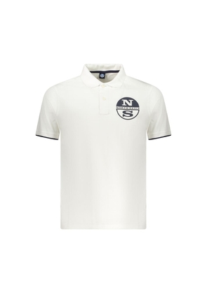 White Cotton Men Polo Shirt - M