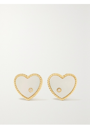 Yvonne Léon - 9-karat Gold, Mother-of-pearl And Diamond Earrings - White - One size