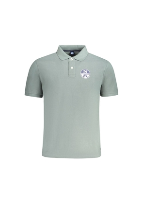 Green Cotton Men Polo Shirt - M