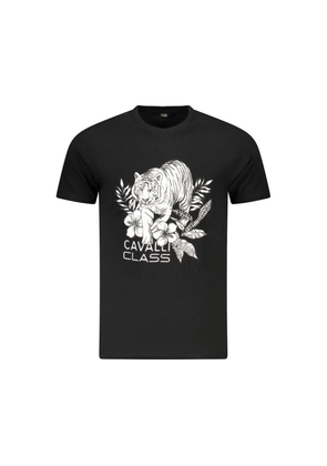 Black Cotton Men T-Shirt - L