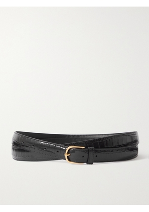 TOTEME - Croc-effect Leather Belt - Black - One size