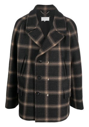 MAISON MARGIELA check-pattern wool coat - 42 BLACK