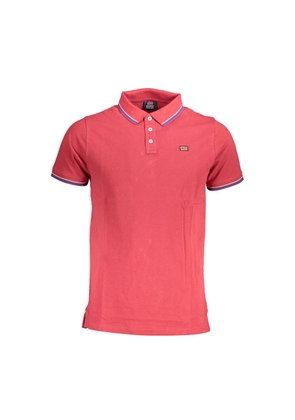 Red Cotton Men Polo Shirt - L