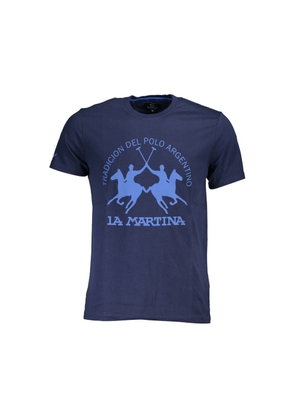 Blue Cotton Men T-Shirt - L