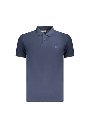 Blue Cotton Men Polo Shirt - M
