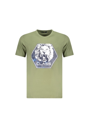 Green Cotton Men T-Shirt - L
