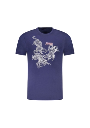 Blue Cotton Men T-Shirt - L