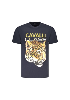 Blue Cotton Men T-Shirt - L