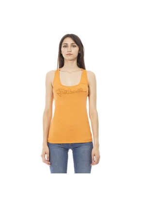Just Cavalli Orange Viscose Tank Top - M