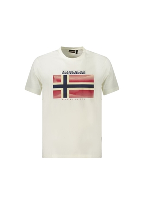 White Cotton Men T-Shirt - L