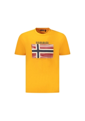 Orange Cotton Men T-Shirt - S
