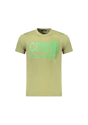Cavalli Class Green Cotton Men T-Shirt - L