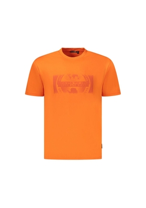 Orange Cotton Men T-Shirt - S